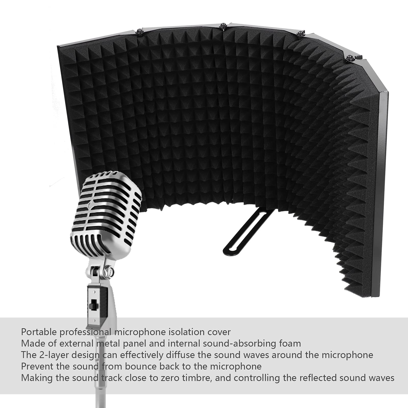 Shanrya Mikrofon 5-Panel-Popfilter, Gesangskabine Mikrofonisolierungsabdeckung Musikaufnahmegerät für Mikrofonständer für Studio