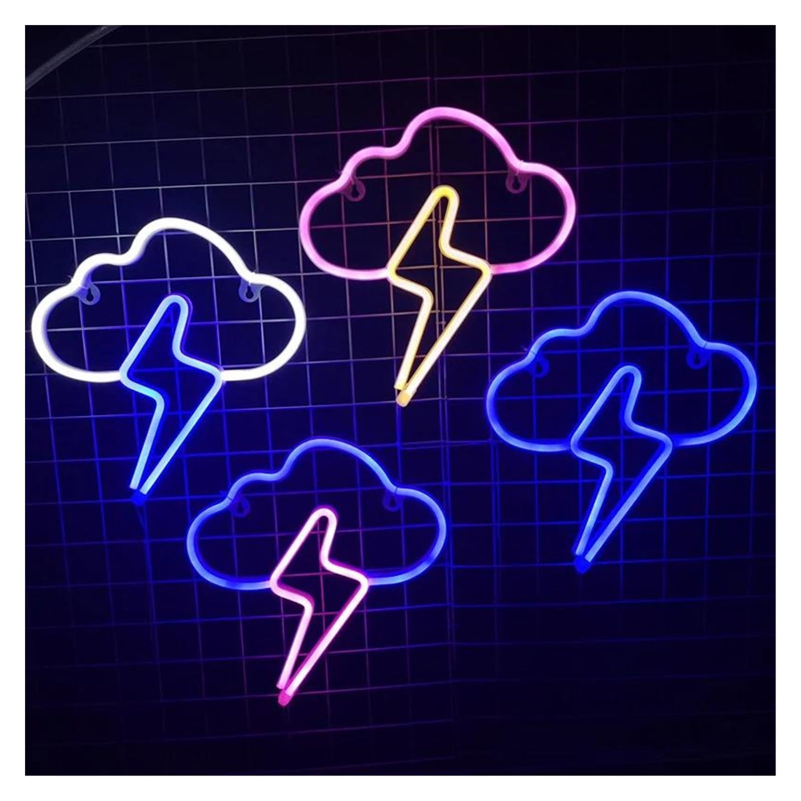 Luz de Diseño de Digital LED NEON LOD Lightning Diseño De Nubes De Neón Lámpara De Pared De Pared Luz Para La Noche Para La Decoración De La Habitación Bar De Fiesta Bar Xmas Regalo (Color : C)