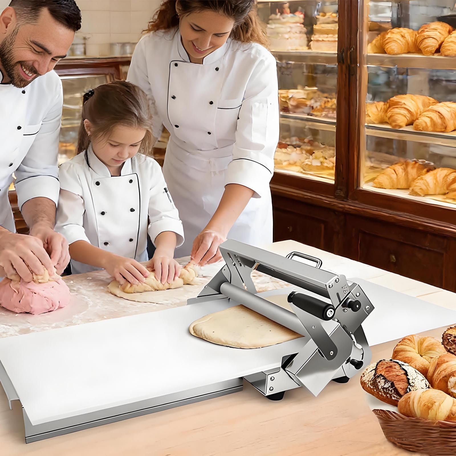 Teigmaschine Aus Edelstahl,Teigausrollmaschine FüR BäCkereien, Pizza, Croissants (Optional: Manuell/Elektrisch), Teigwalze/Nudelpresse Mit Einstellbarer Dicke, FüR Gewerbe Und Haushalt B400Manual