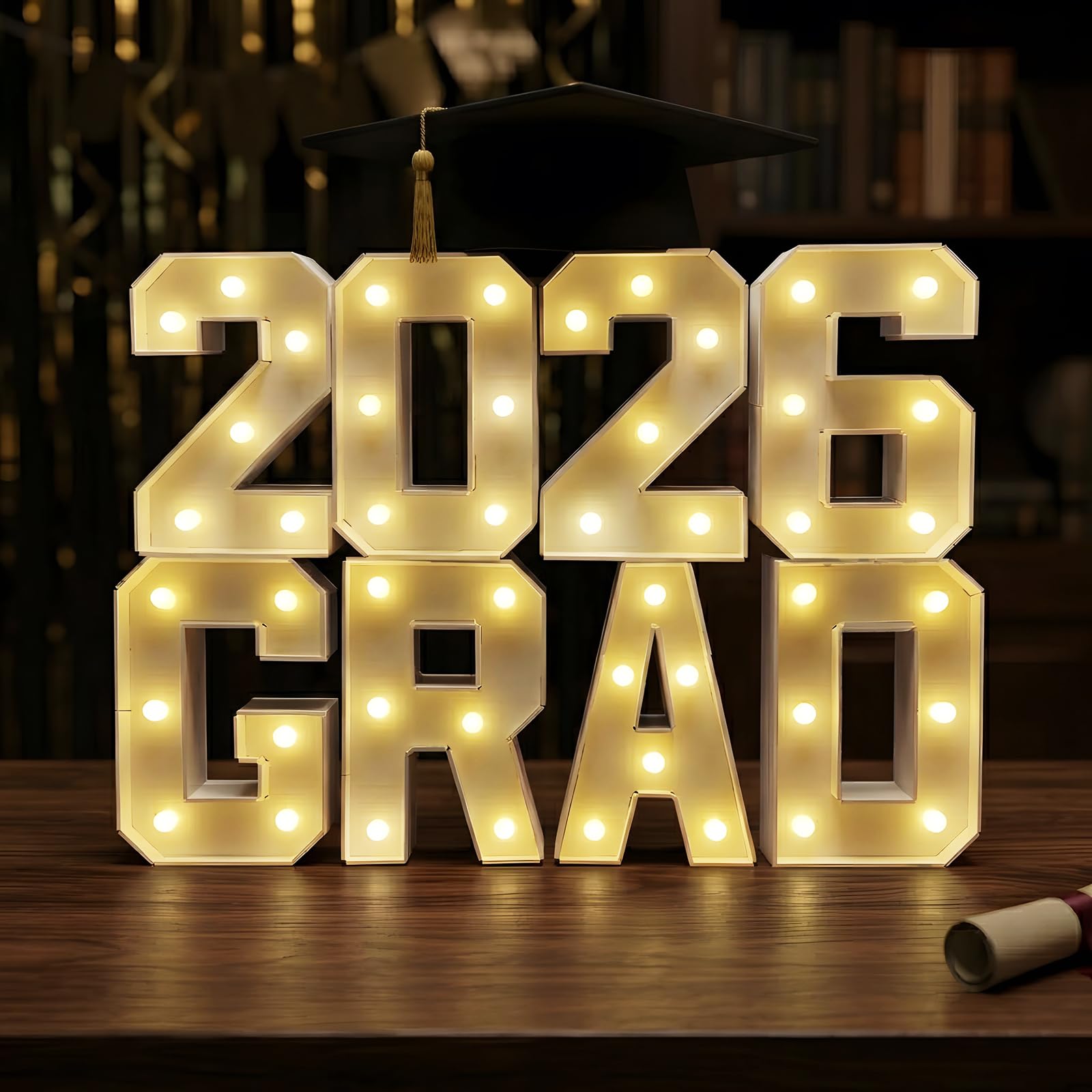 Photo 1 of 2026 Graduation Decorations - 1FT Marquee Light Up Number For 2026 Graduation Party Decorations ? Suitable For Decoration At Kindergarten, Preschool, High School, And College Graduation Parties?white light?