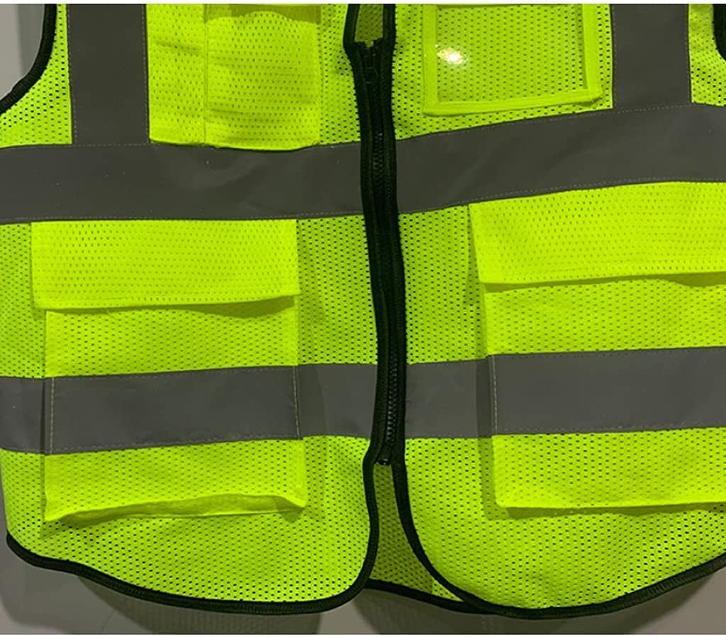 Chaleco Reflectante de Alta Visibilidad Chalecos Reflectantes de Trabajo de Malla de Alta Visibilidad Transpirables con Bolsillos y Cremallera Chaqueta Reflectante de Seguridad (NL)