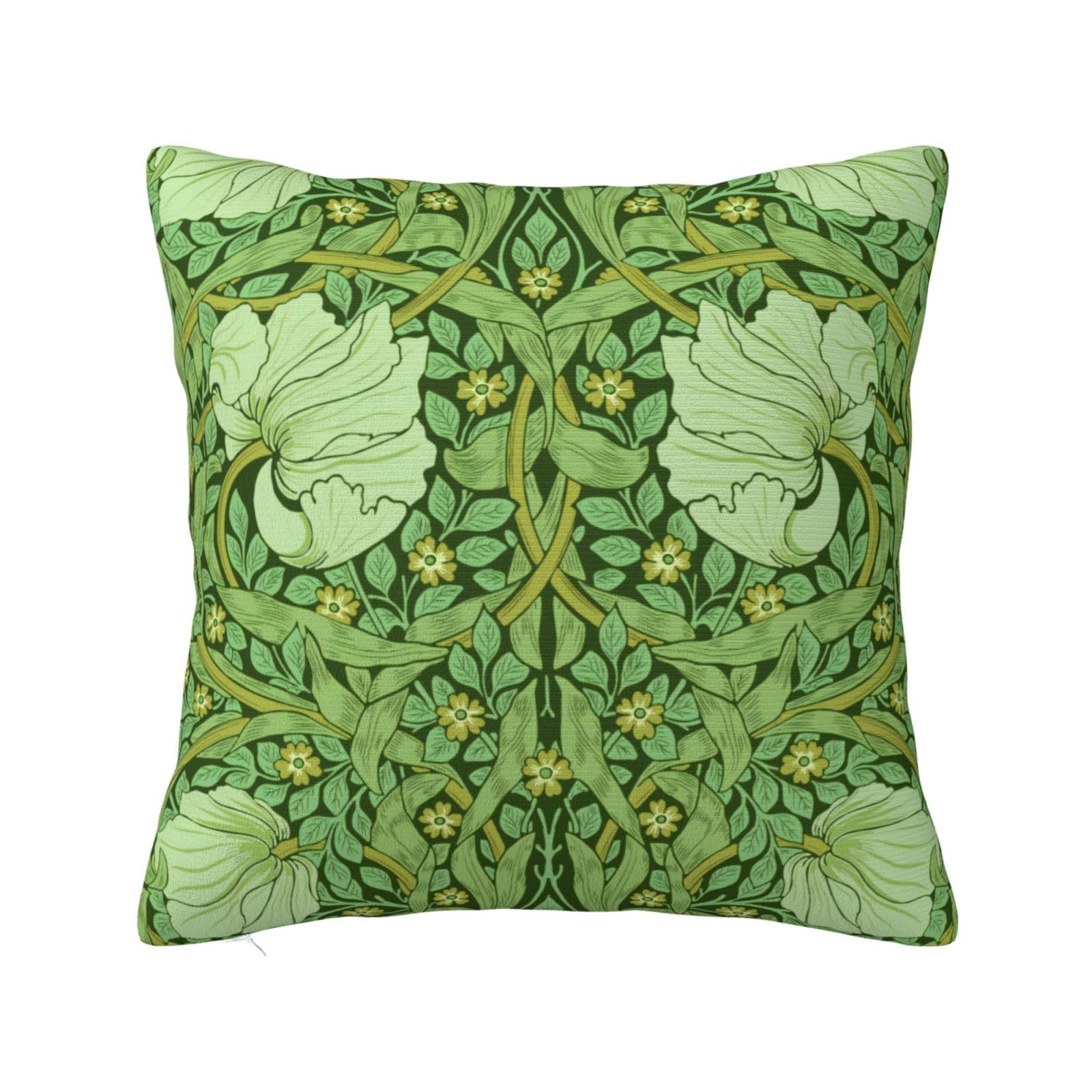 Keebik Exhibition Green William Morris Pimpernel Throw Pillow Cover Soft Decorative Throw Pillowcases Cushion Case for Home Decor Living Room Bed Couch Car 20x20 Inch