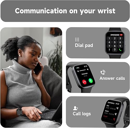 Miniatura 3 de Muzaria Reloj inteligente de salud y fitness con frecuencia cardíaca en tiempo real 247, oxígeno en sangre, seguimiento de actividad, monitoreo del