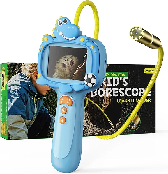 Kids Borescope Borescope Camera Toy with Light for Kids - STEM Science Educational Toy for 4 5 6 7 8 9 10 Years Old Boys Girls Birthday Gift, Snake Scope Camera for Outdoor Camping Nature Exploration
