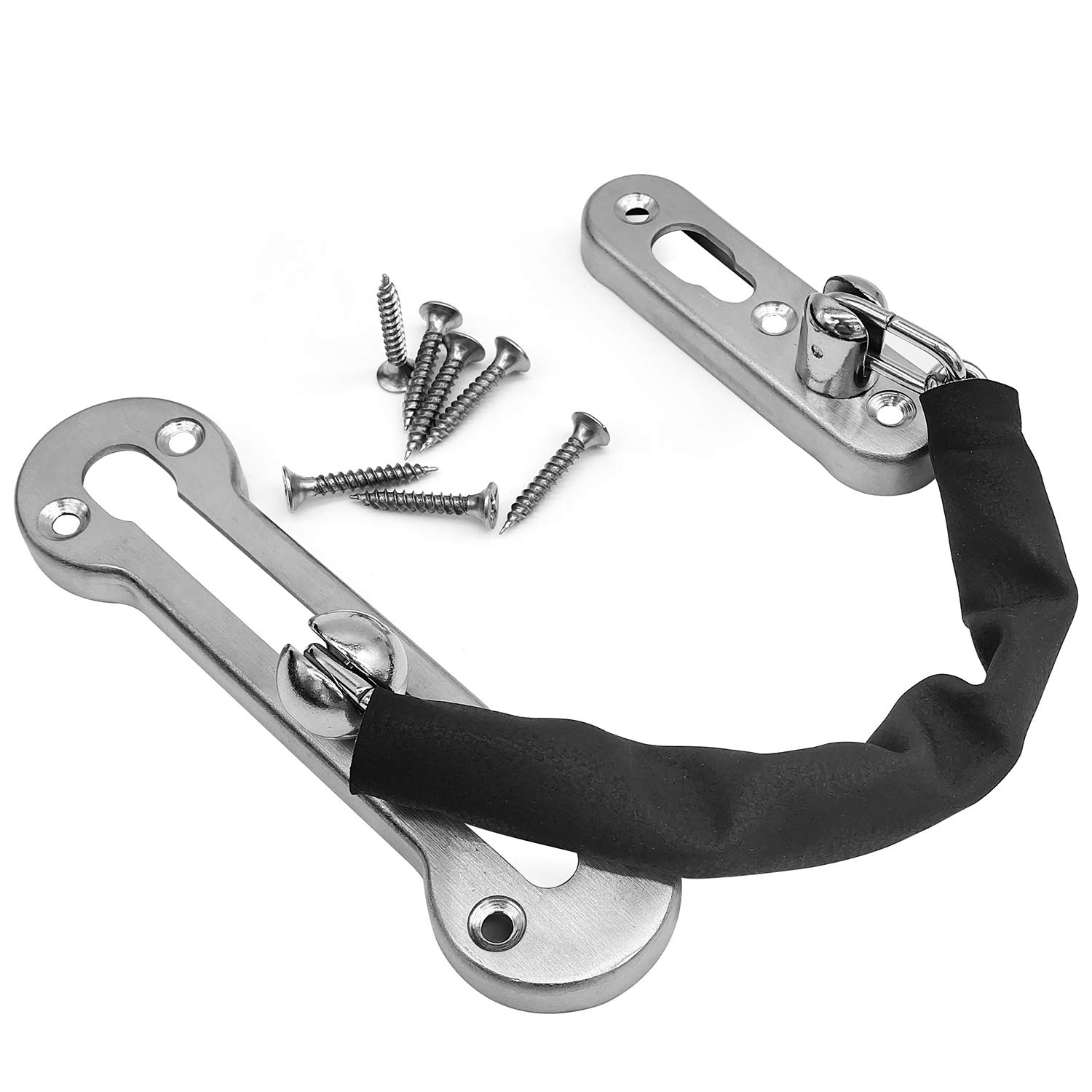 Door Chain Latch Lock, Thicken Stainless Steel Gate Latches, Live Alone Women Security Door Chain, Anti-Theft Door Buckle for Hotel, Travel, Home
