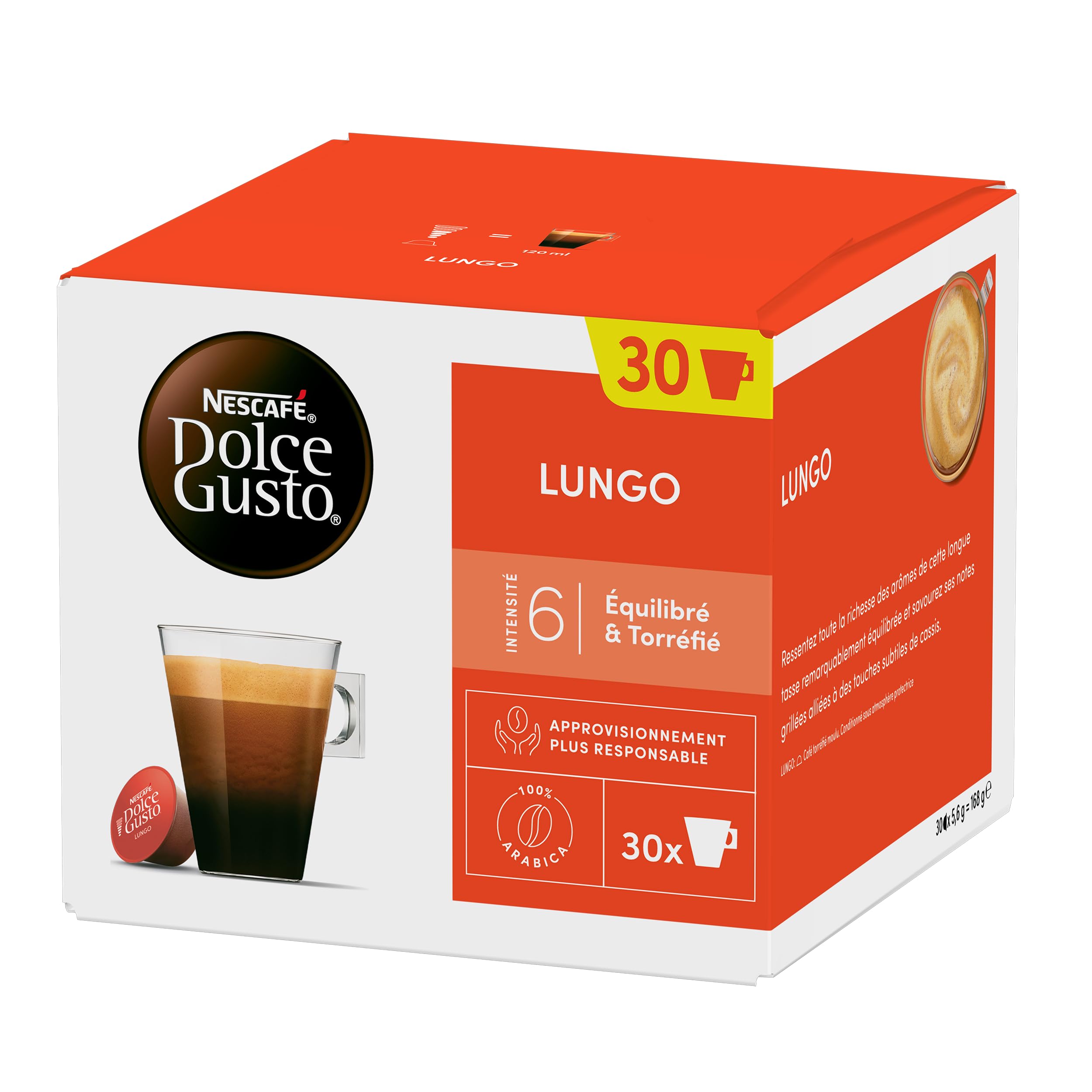 Nescafé Dolce Gusto Lungo - Café - 90 Capsules (Pack de 3 boîtes XL x 30)