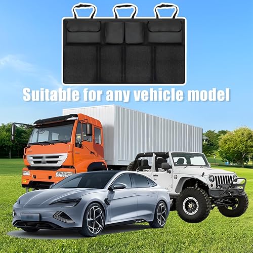 Miniatura 5 de Mandark Organizador de maletero de automóvil, ahorro de espacio, para colgar en el asiento trasero con 8 bolsillos grandes, organizador de carga