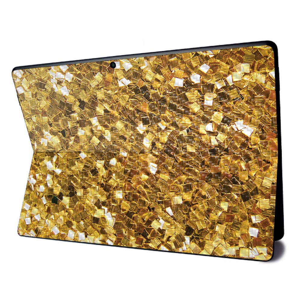 MightySkins Carbon Fiber Skin for Microsoft Surface Pro X - Gold Chips | Textured Carbon Fiber Finish | Easy to Apply, Remove, and Change Styles | Made in The USA