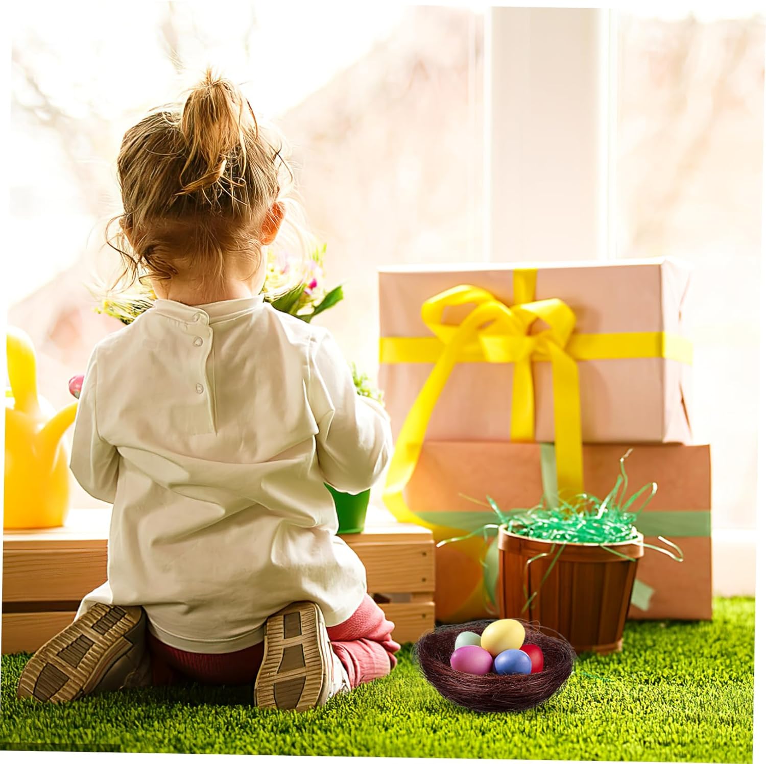 Kisangel 80pcs Artificial Sparrow Nest Ornaments for Landscape Decor Birds Nest Gardening Home Decor