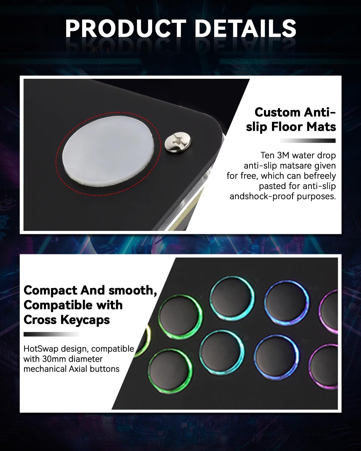 Sehawei Haute42 T13 Arcade Stick Controller für PS4/Switch/PC/PS3/Steam | Fighting Arcade Game Keyboard ,Street Fight keypad ,with Turbo Functions & Custom RGB ,Supports Hot Swap & SOCD , Black