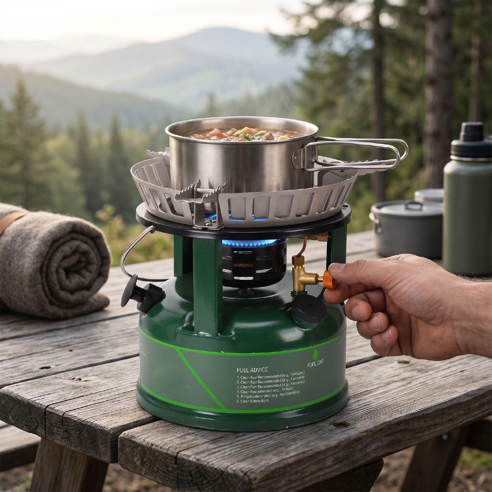 Annadue Réchaud de Camping Portable à Vent, Brûleur de Cuisson 9.8kW, for