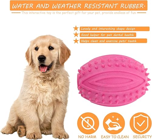 Miniatura 4 de UEETEK Juguetes masticables de pelota de rugby para perros: 4 juguetes interactivos para perros de fútbol de alto rebote para entrenamiento de