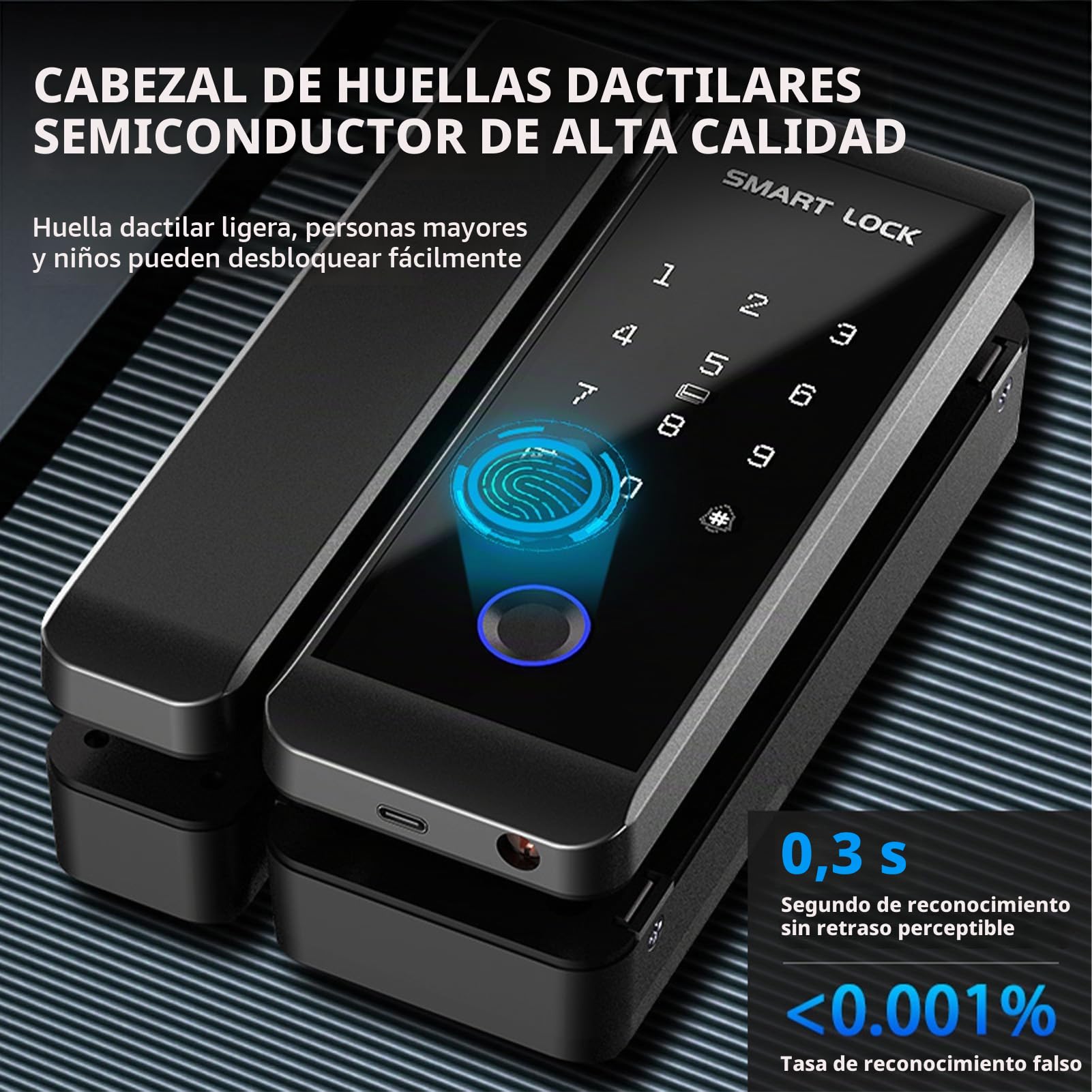 Asixxsix Cerraduras Inteligentes Para Puertas De Cristal, Cerraduras Biométricas 4 En 1 Con Wifi, Huella Dactilar Y Entrada Sin Llave Con Tarjeta Ic Contraseña Llaves, Sin Taladrar