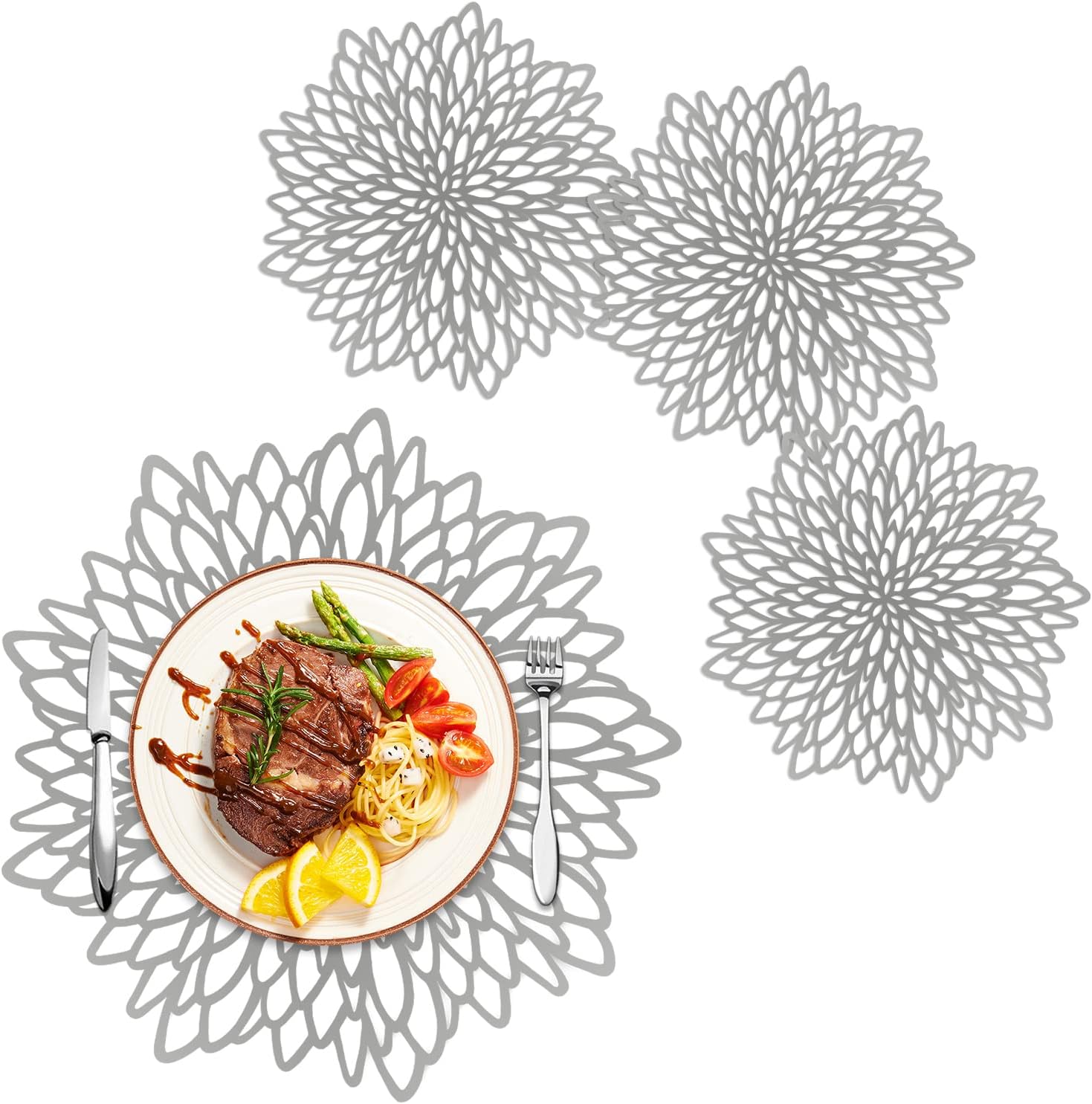 Placemats Set of 4, Washable Round Place Mates for Wedding