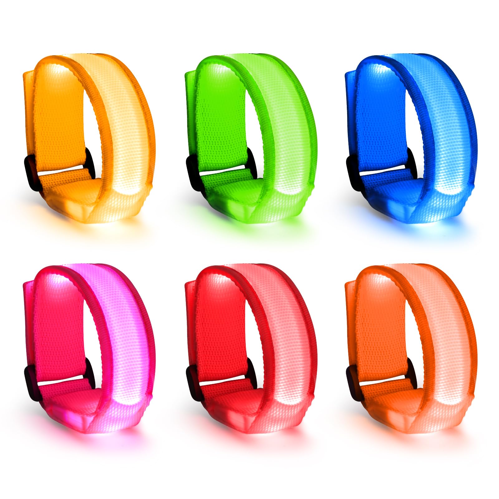 KATELUO 6 Pièces Bracelet LED Lumineux Concert Ajustable Clignotant Phosphorescent