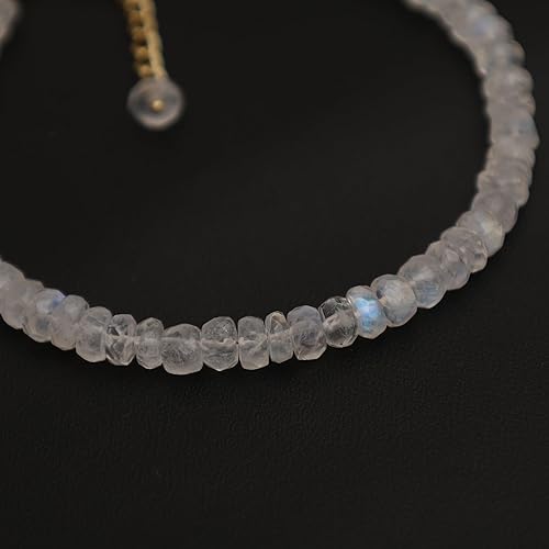 Miniatura 4 de Gempires Rainbow Moonstone Beaded Bracelet June Birthstone Handmade Jewelry Hypoallergenic 8 Inch Gold Plated Lightweight New Beginning Bracelets