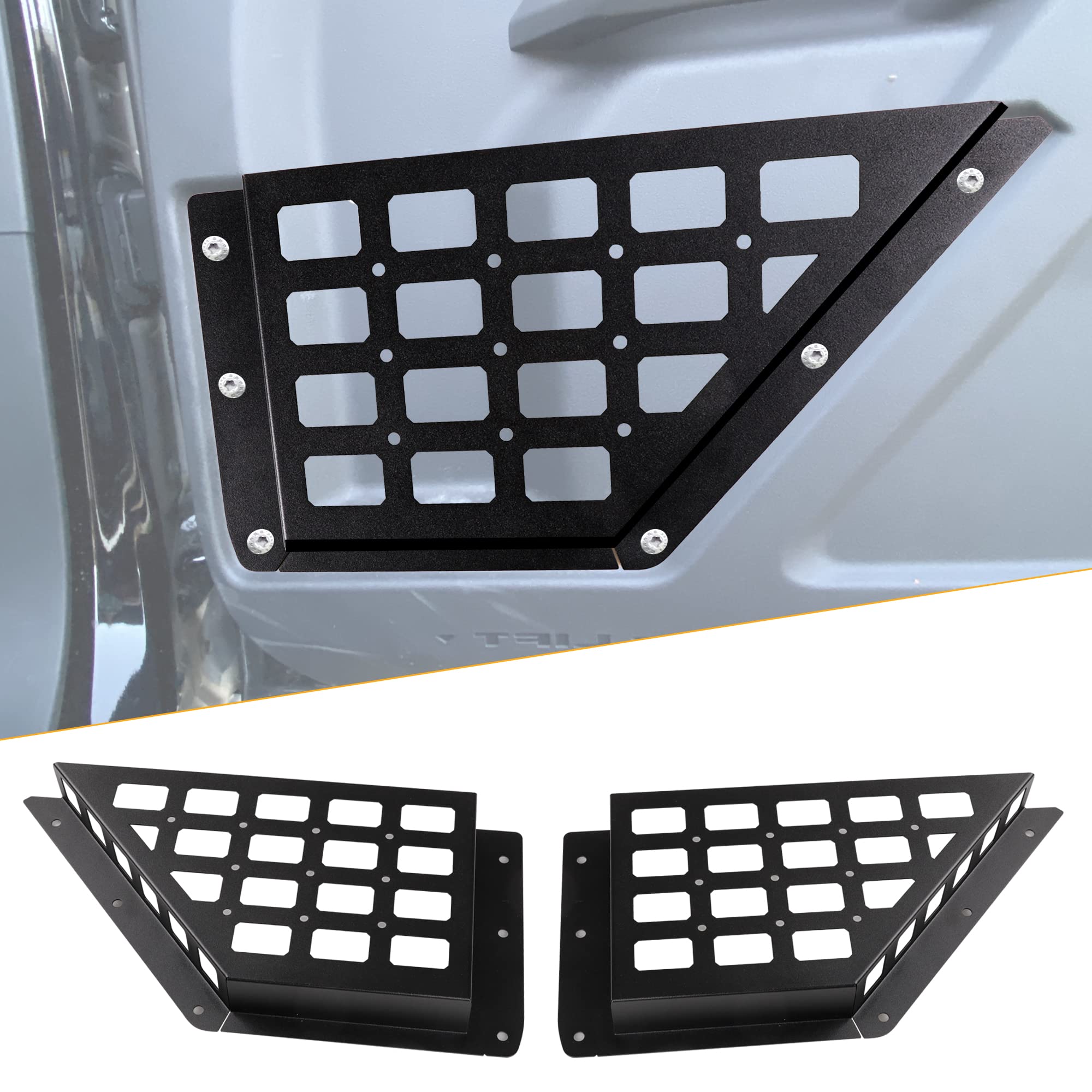 Photo 1 of BESTAOO Front Door Storage Pockets for Ford Bronco Accessories 2021 2022 2023 2024 2/4 Door, Door Side Organizer Box, 2 Pack (Grid)