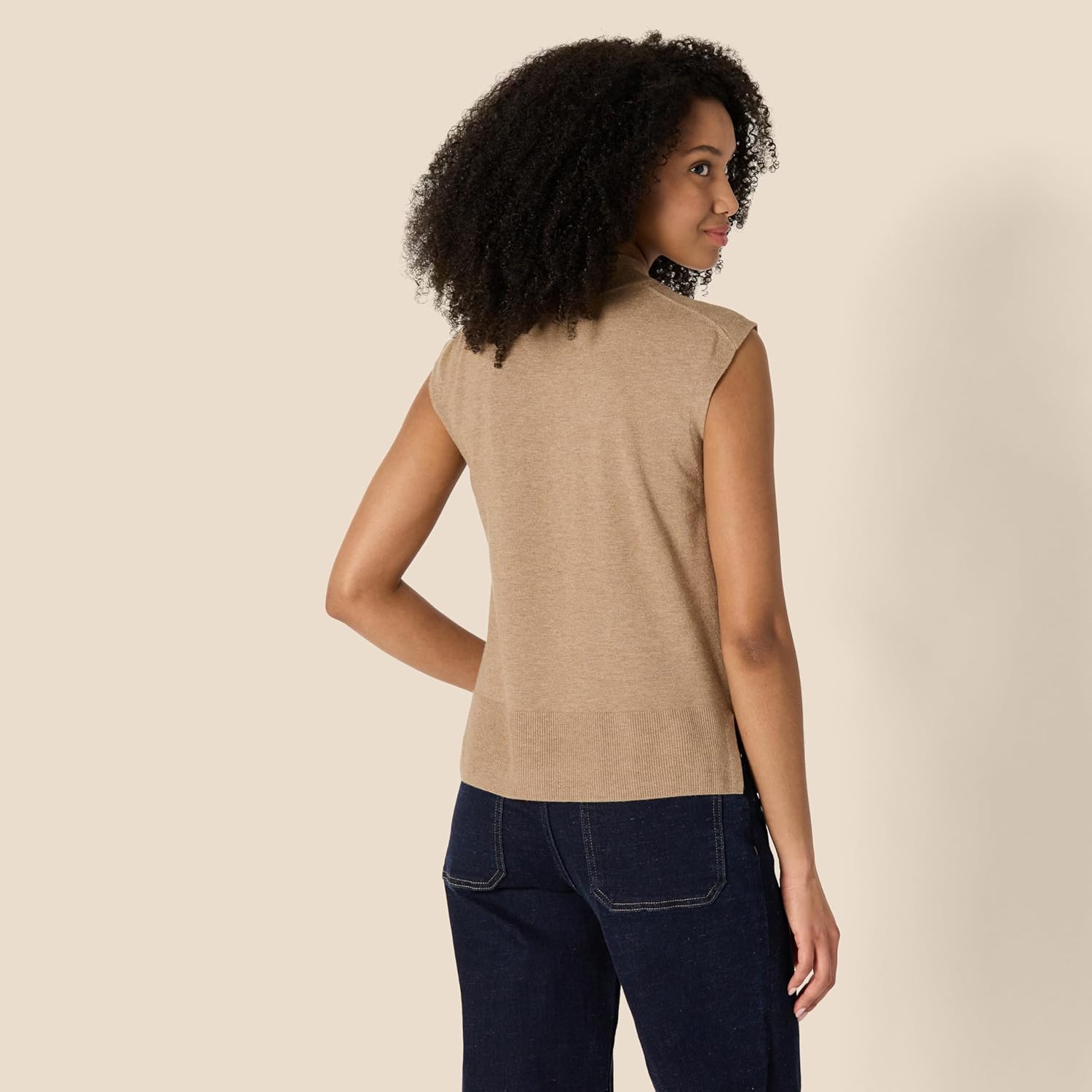 Amazon Essentials Women's Regular-Fit Cap Sleeve Pullover Mock Neck Sweater Top - Image 2