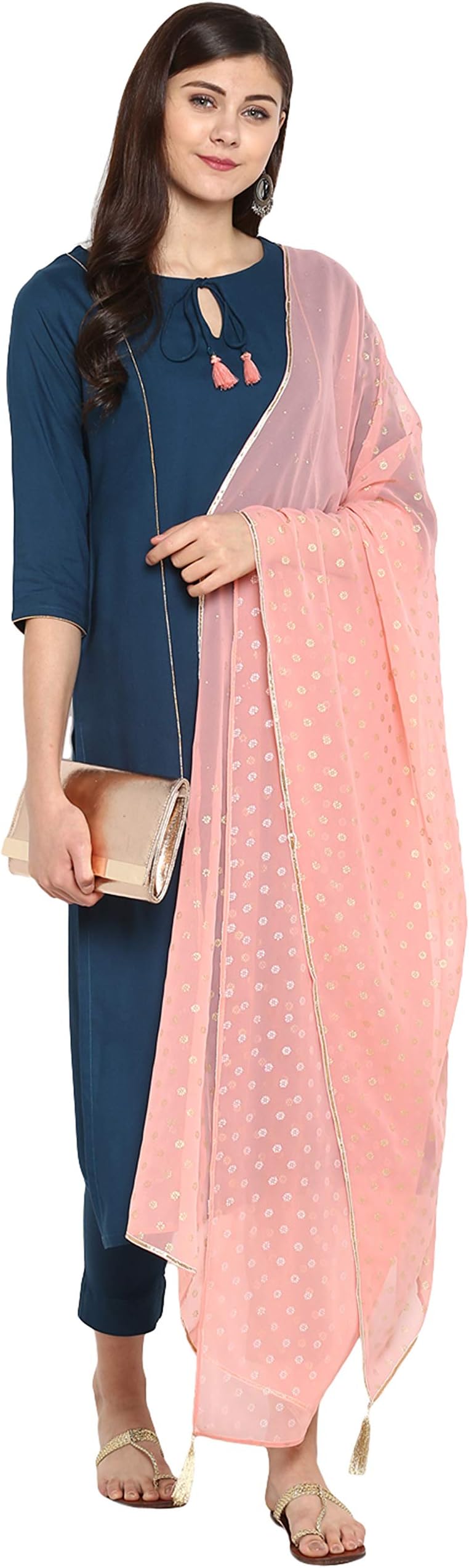 JanasyaIndian Women's Turquoise Rayon Kurta Kurti Top Tunic Straight Casual wear Kurta Set for Women