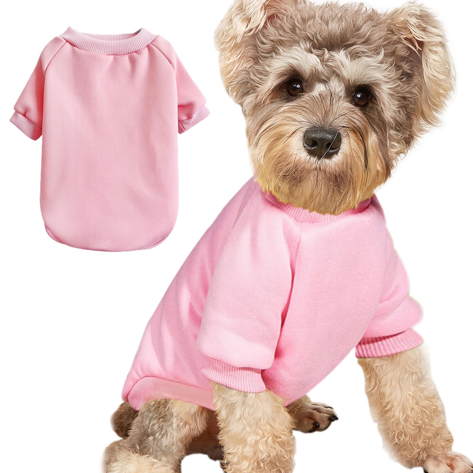 Suéter para cachorros pequeños gatos ropa invierno punto rosa XS