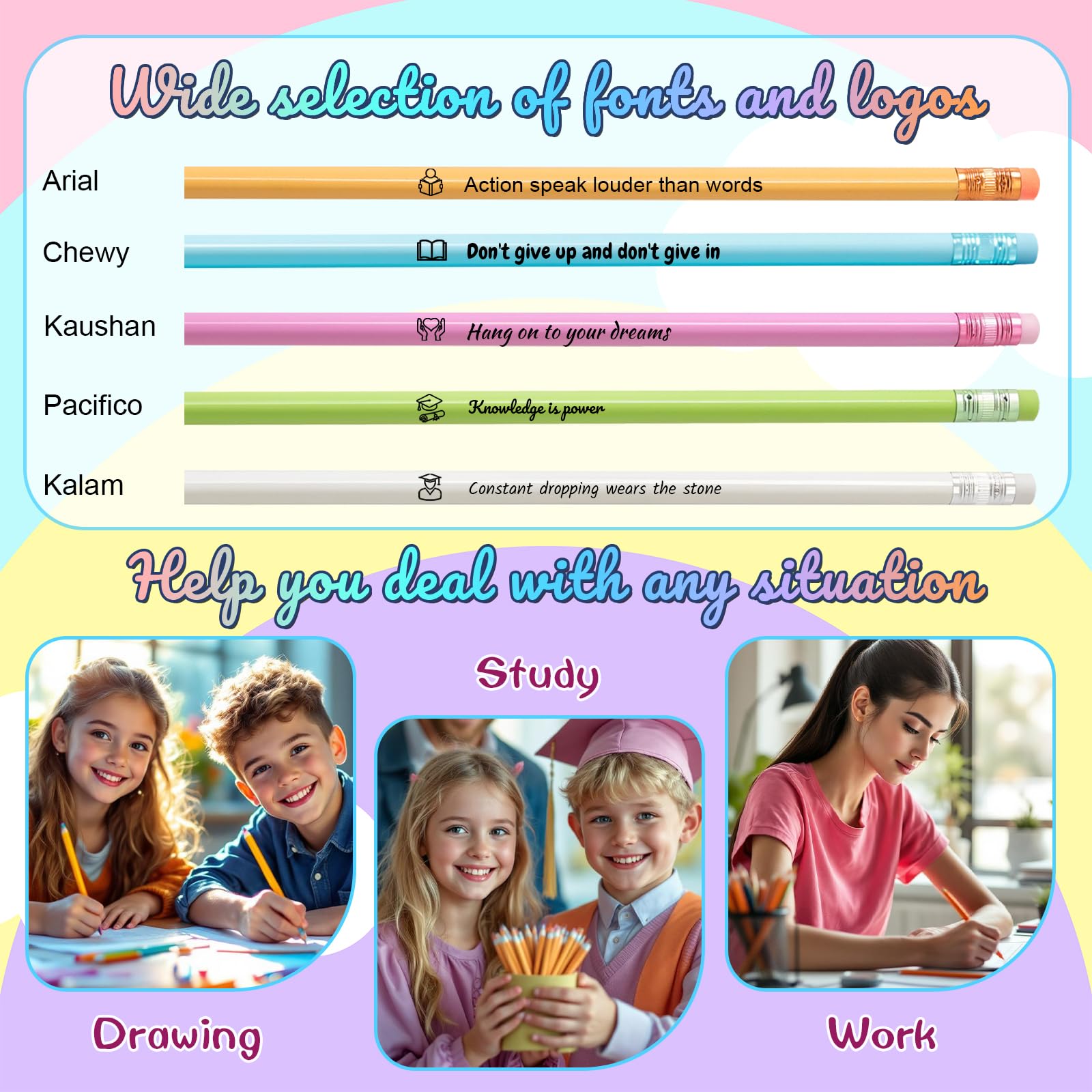 Crayons Personnalisés avec Noms Textes et Logos Gravés HB Crayons Personnalisés en Vrac pour La Rentrée Scolaire La Journée Des Enseignants Les Bureaux Les Mariages Les Événements de Collecte de