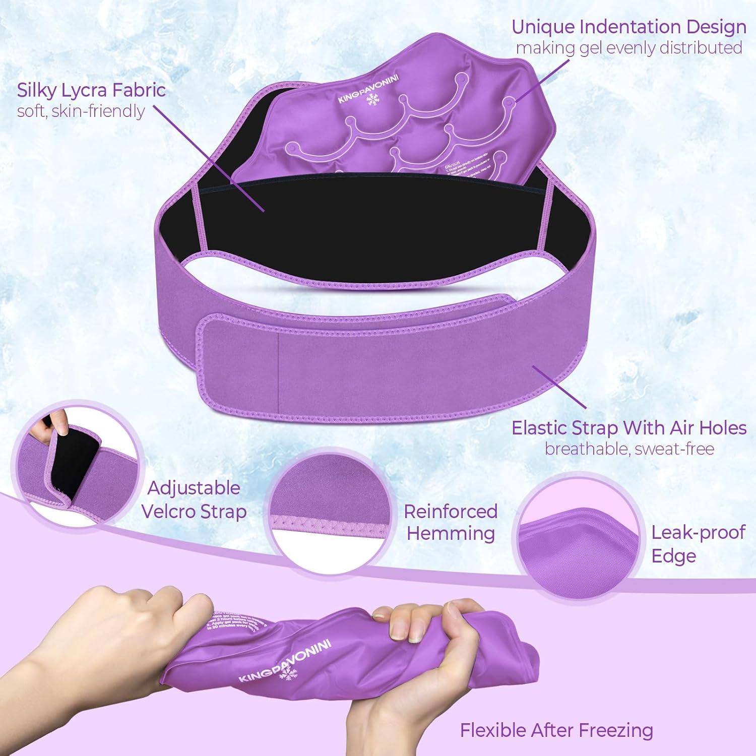 KingPavonini Extra Large Ice Pack for Back Pain Relief with Extension Strap, Reusable Lower Back Gel Ice Wrap for Lumbar Surgery, Sciatica, Herniated Disc, Coccyx Pain, Cold/Hot Therapy, 2 Gel Packs