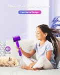 Séchoir à cheveux avec diffuseur pour cheveux bouclés, 110,000RPM Séchoir à cheveux haute vitesse pour le séchage rapide, sèche-cheveux thermo-commande à faible bruit portable avec buse pour les voyages à domicile (Purple)
