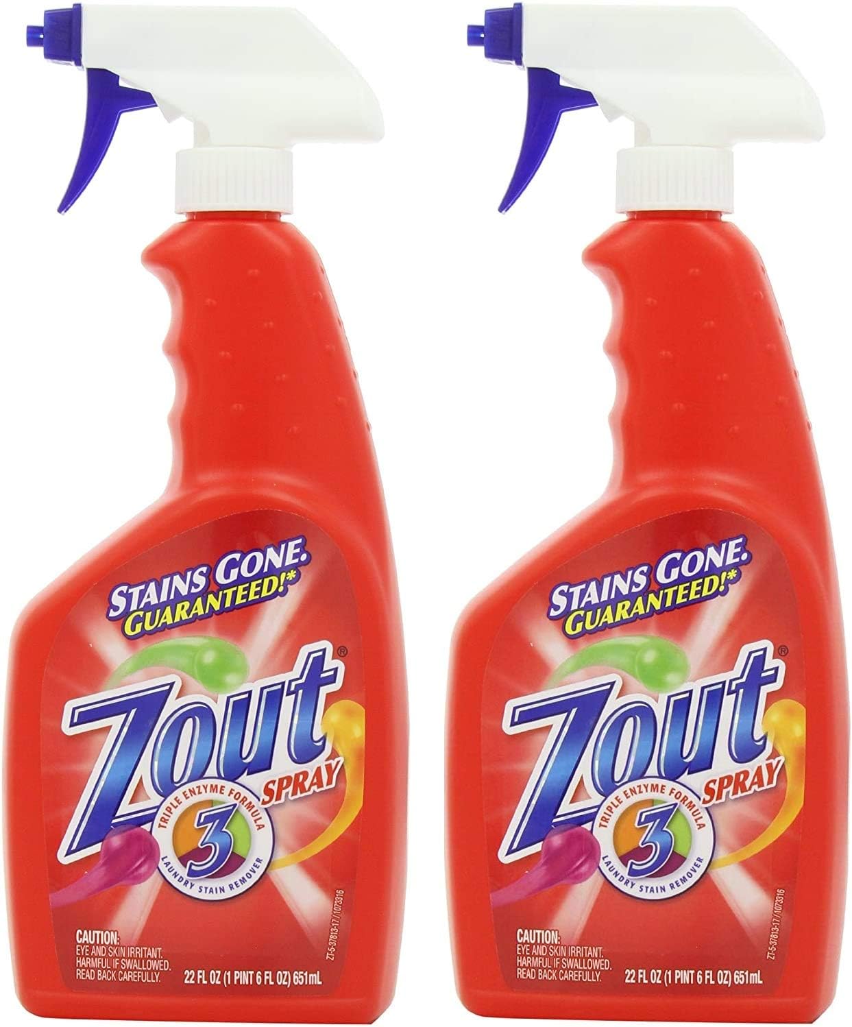 ZoutLaundry Stain Remover Spray, Triple Enzyme Formula, 22 Ounce (Pack of 2)
