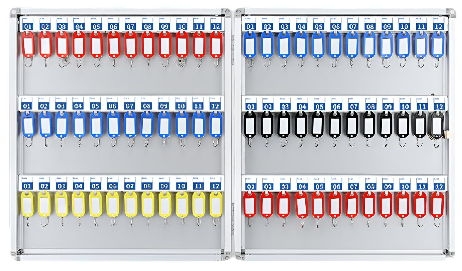 Armoire à clés numérique murale 120 Hoo avec étiquettes colorées et étagères pour système de sécurité à la maison et au bureau