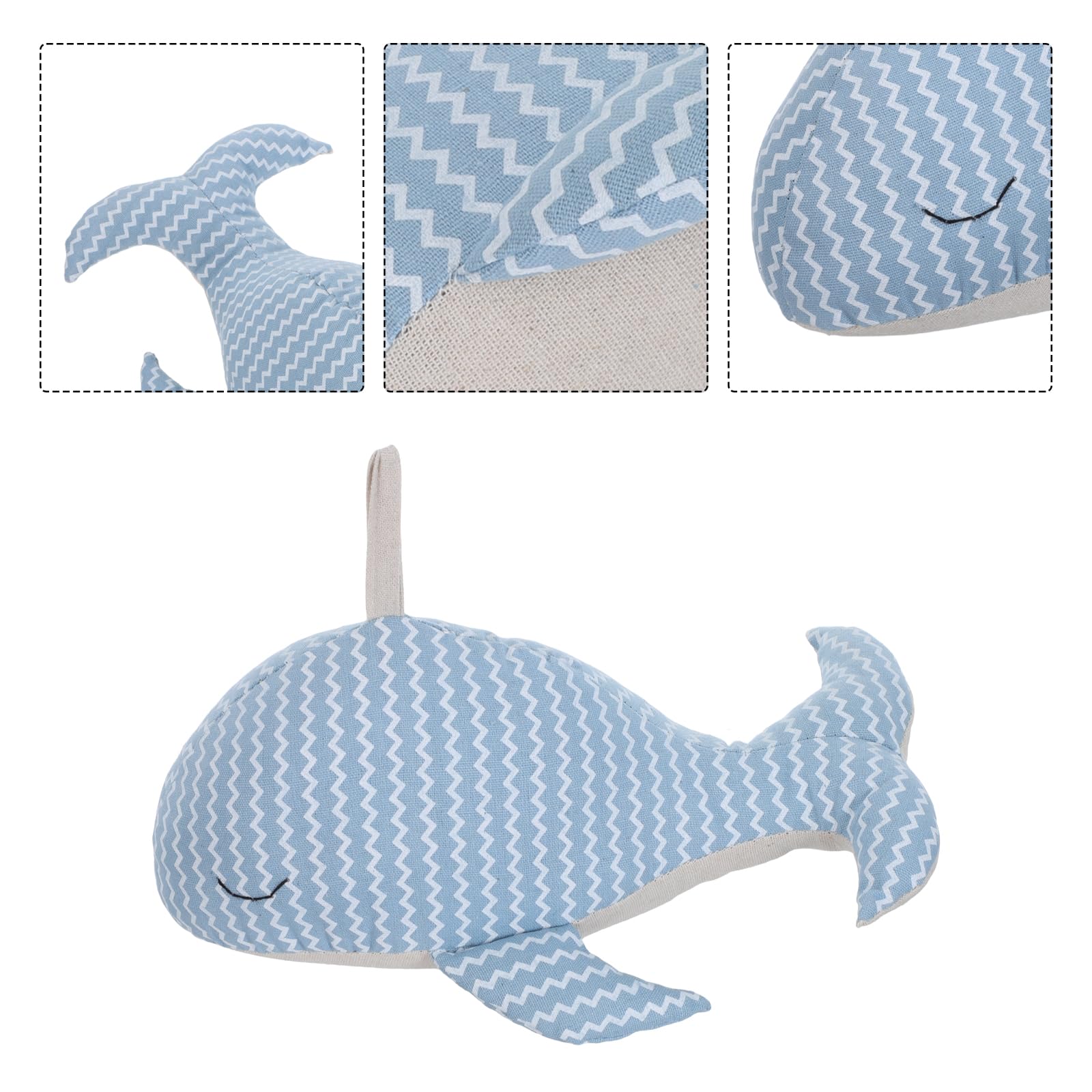 Operitacx Tope de Puerta Forma de Ballena de Tela Azul Oscuro, Bloqueador de Viento Anticolisión Decorativo para Hogar y Oficina, Tope Creativo para Puertas Infantiles y Profesionales