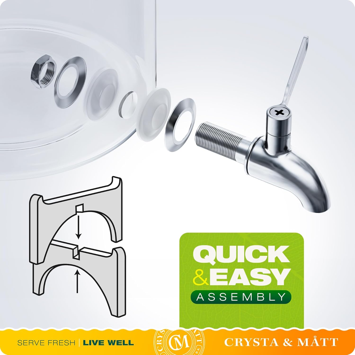 2.2 Gallon Glass Beverage Dispenser With Stand | Glass Water Dispenser With Stand | Leakproof Spigot | Ideal for Hot and Ice Cold Drinks | Perfect for Breakfast, Parties, Weddings - Image 7