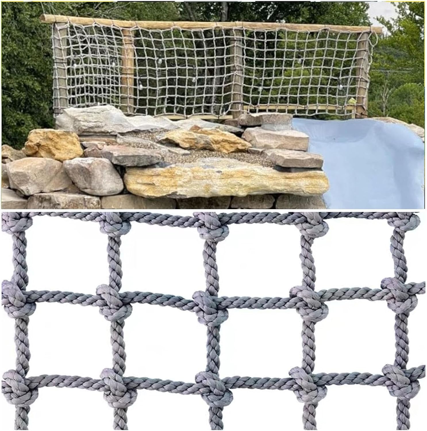 Sturdy Climbing Frame Net for Kids & Pets, Durable Polyamide Cargo Rope Ladder (8mm, 3.3x29.5ft) - Indoor/Outdoor Play, Plant Support, Safety Netting