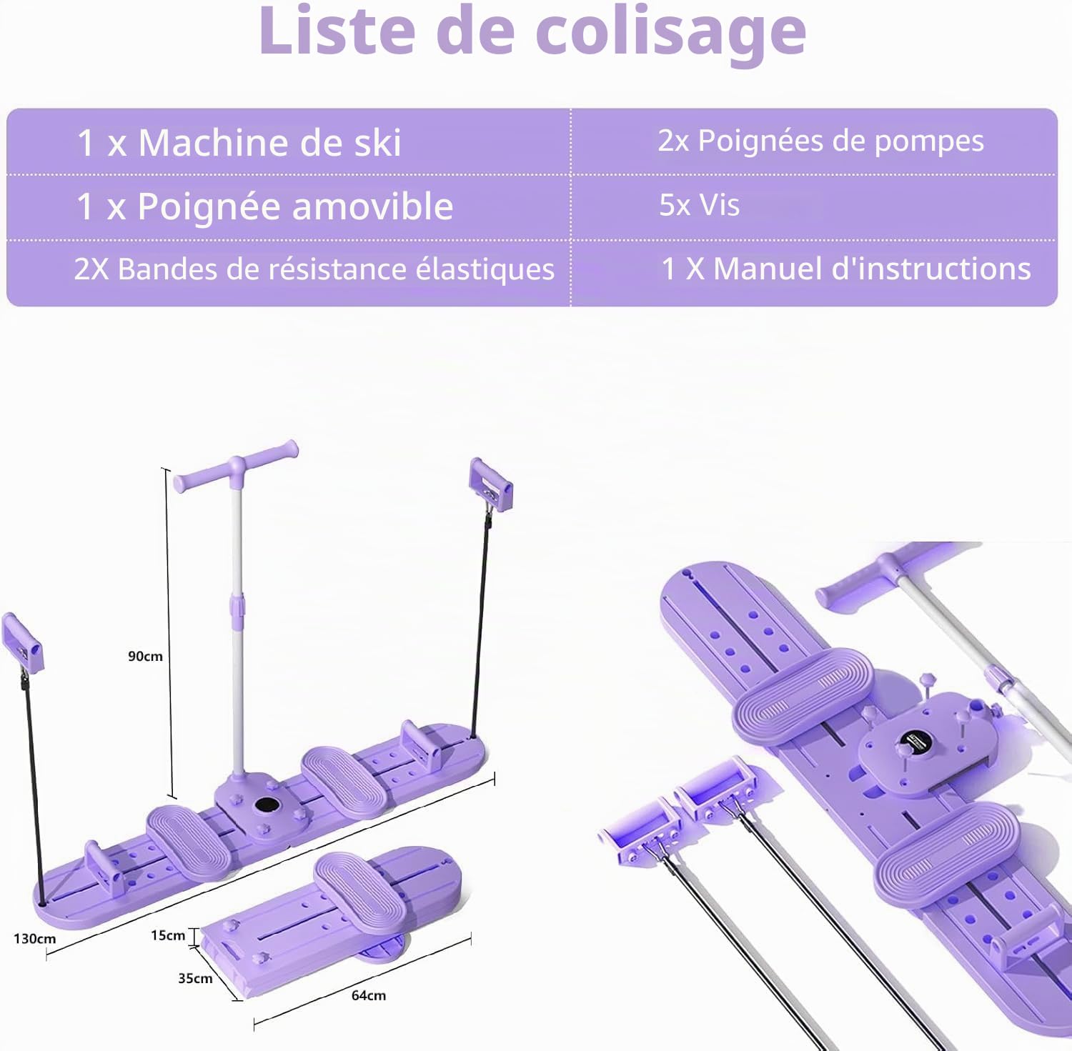 JAOGAUS Reformer Pilates Machine à Ski Pliable, Planche Abdominaux, Machine Sport Maison