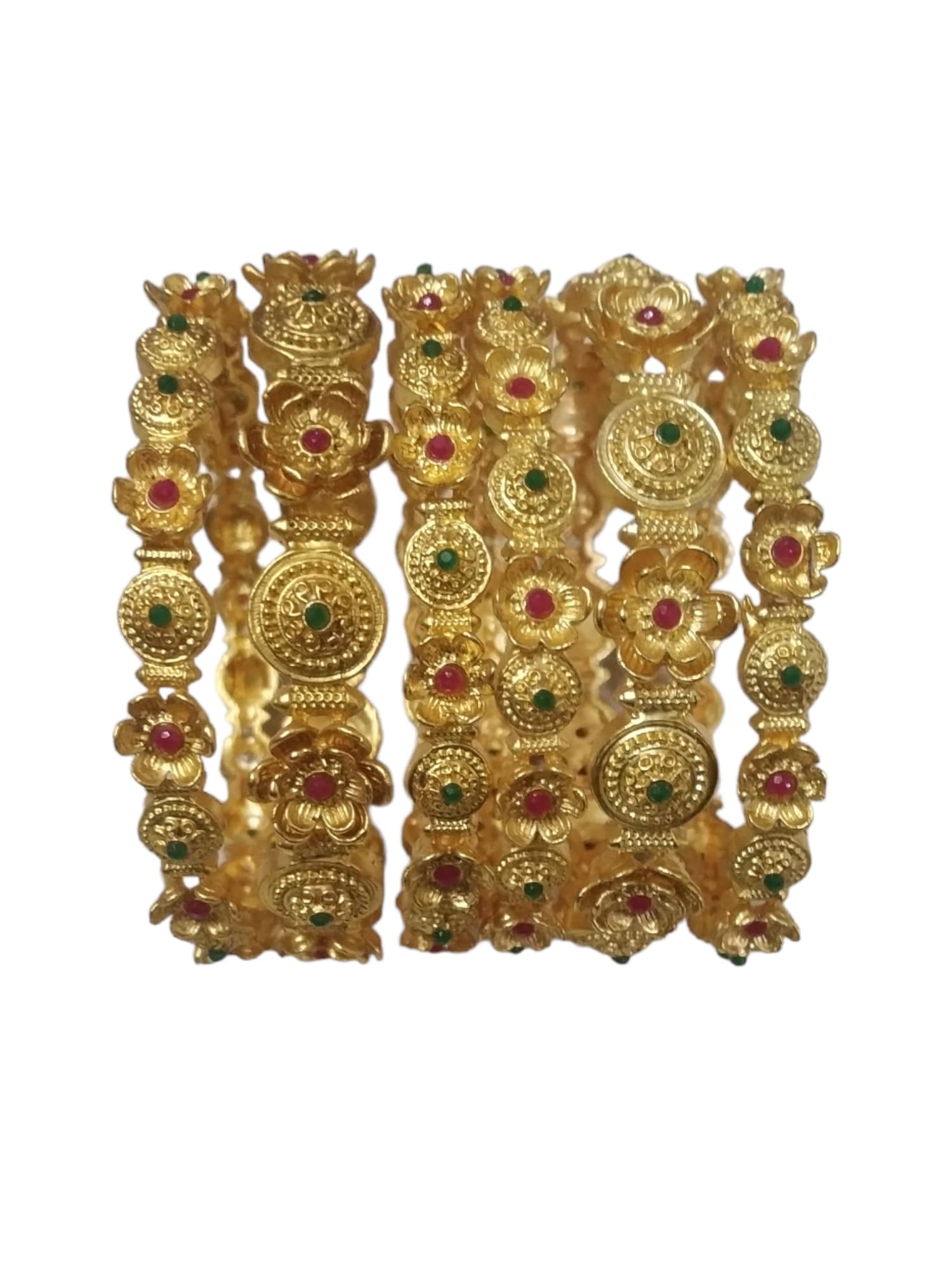 Santosh Enterprise Rajwadi Polish Gold Plated Ruby Green stone Bangles Set Jewellery For Girls and Womens(Set of 6 piece) (2.6) (B0CD2J786C) Amazon Price History, Amazon Price Tracker