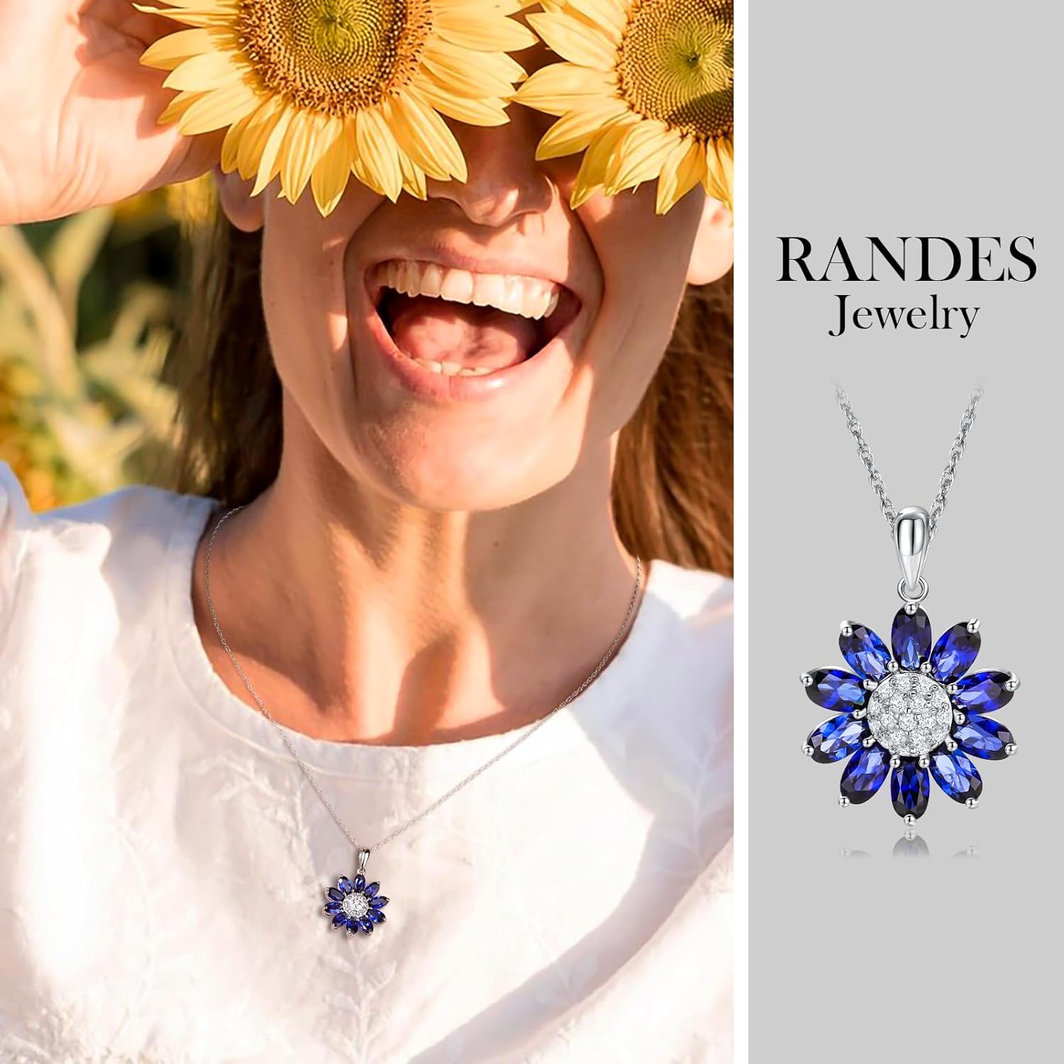 Dainty Sunflower Necklace 925 Sterling Silver White Gold Plated Leaf Clover Pendant Necklaces for Women Teen Girls Fashion Jewelry - Image 3