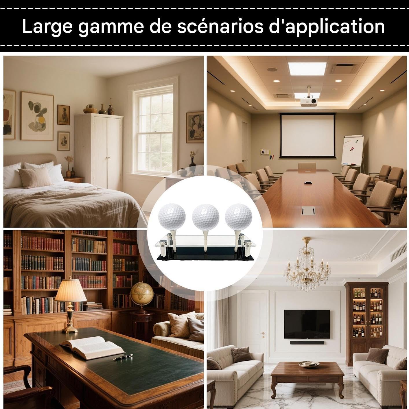 Expositor para bolas de golf, soporte decorativo de golf con base y camiseta, almacenamiento acrílico y metal para oficina o salón