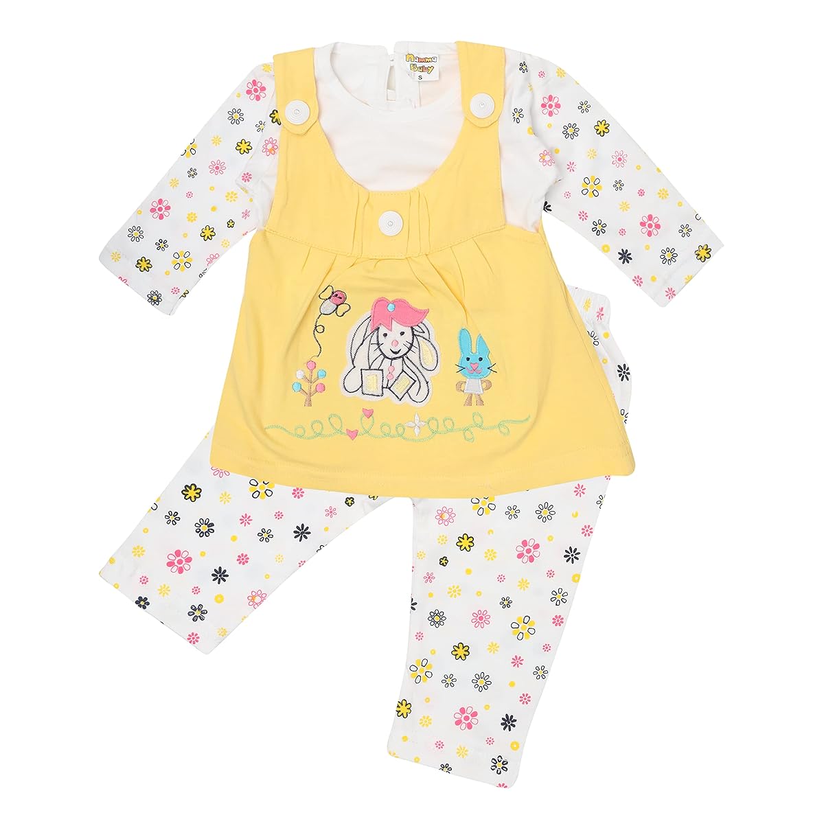 AmazBaby Premium Baby Girls Short Sleeves Frock Dress with Panty Pack of 1,