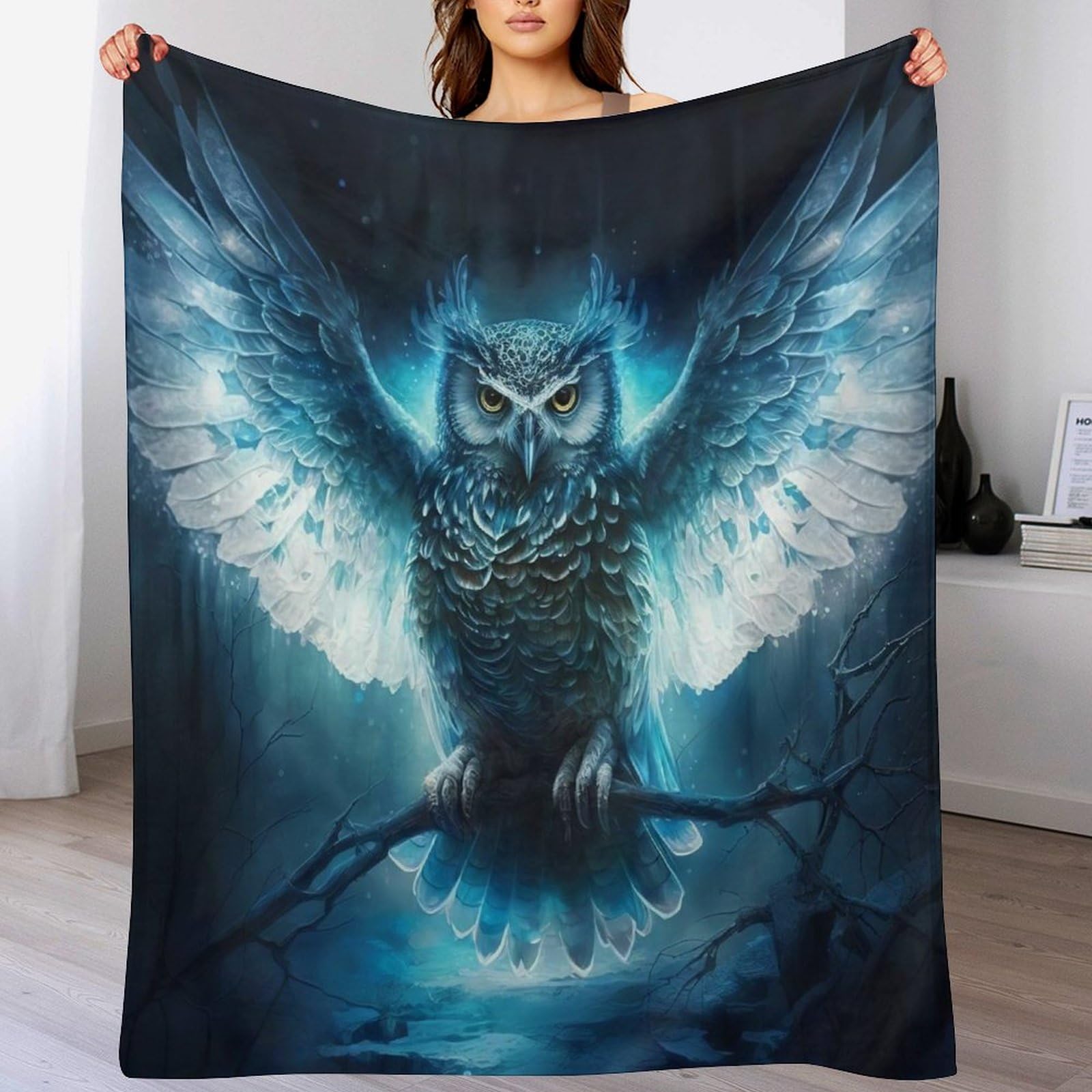 Manta de franela de búho mullida y térmica de forro polar para invierno 130 x 150 cm
