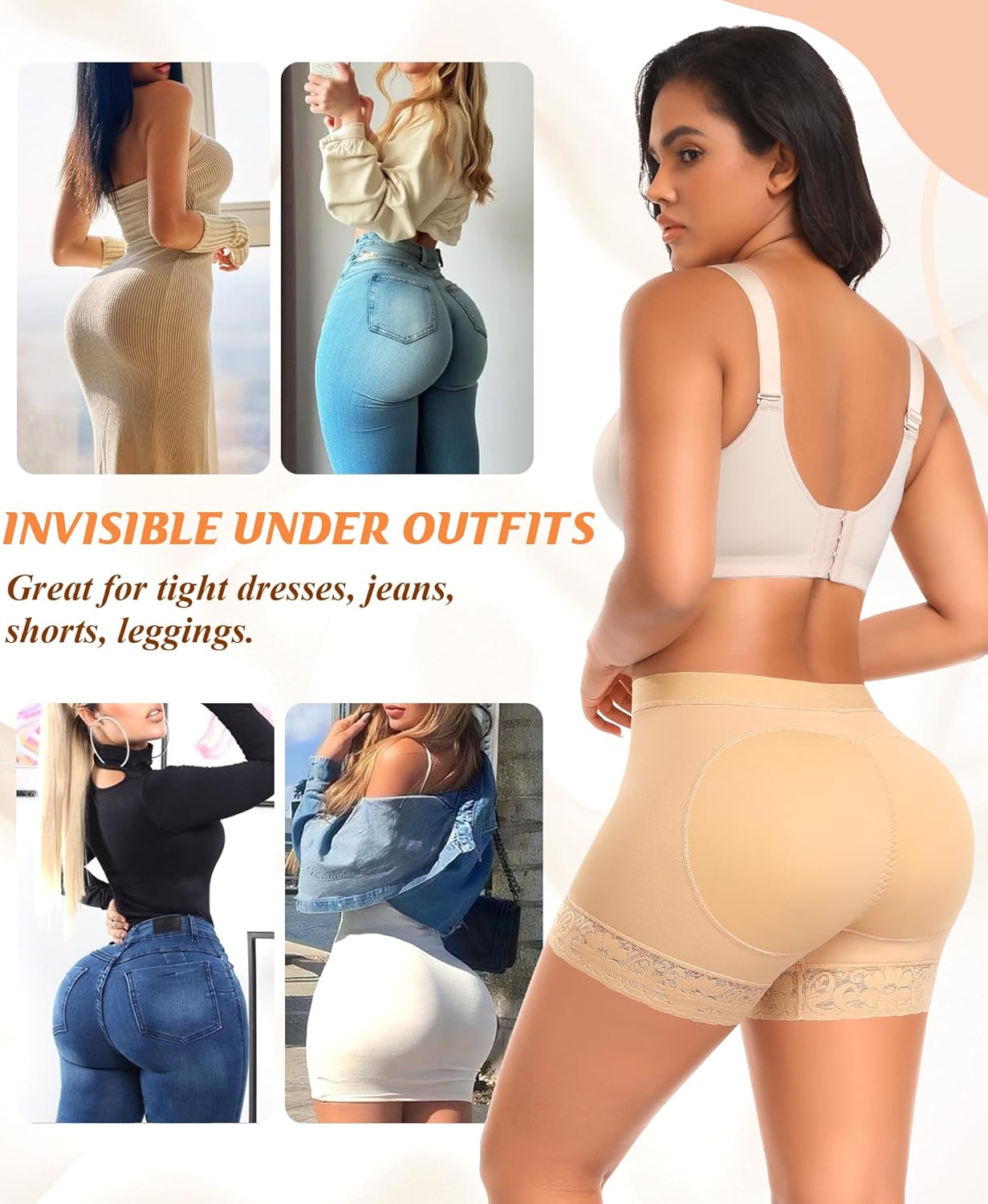 DERCA Padded Underwear for Women Butt Lifting Shapewear Booty Pads Butt Enhancer Lace Tummy Control Boyshorts - Image 5