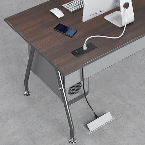 Miniatura 5 de Regleta de alimentación empotrable para conferencias impermeable, con puerto de carga rápida PD 20W USB C, 2 tomacorrientes, toma de corriente