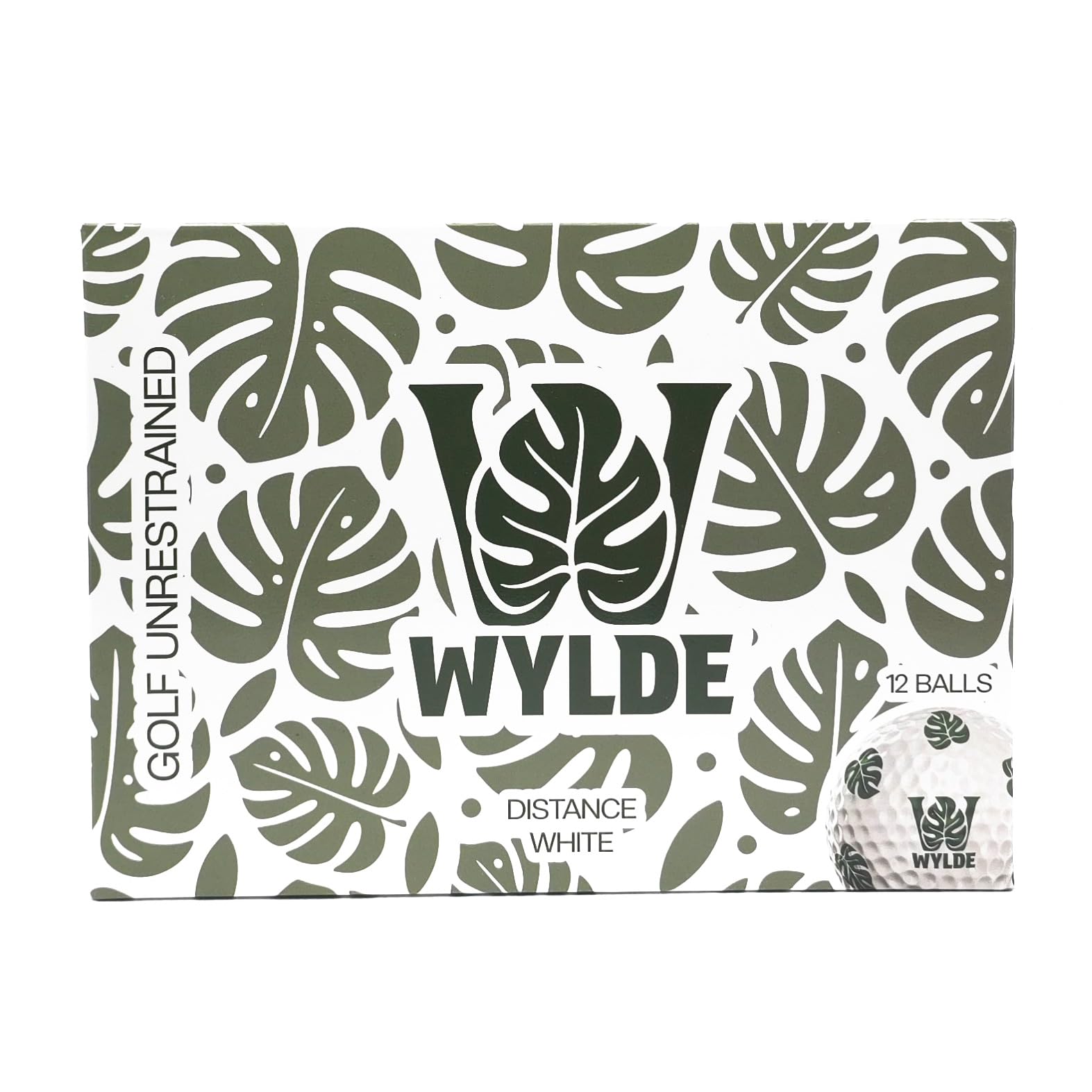Wylde Distance Golf Balls, White, 12 Pack (Green)