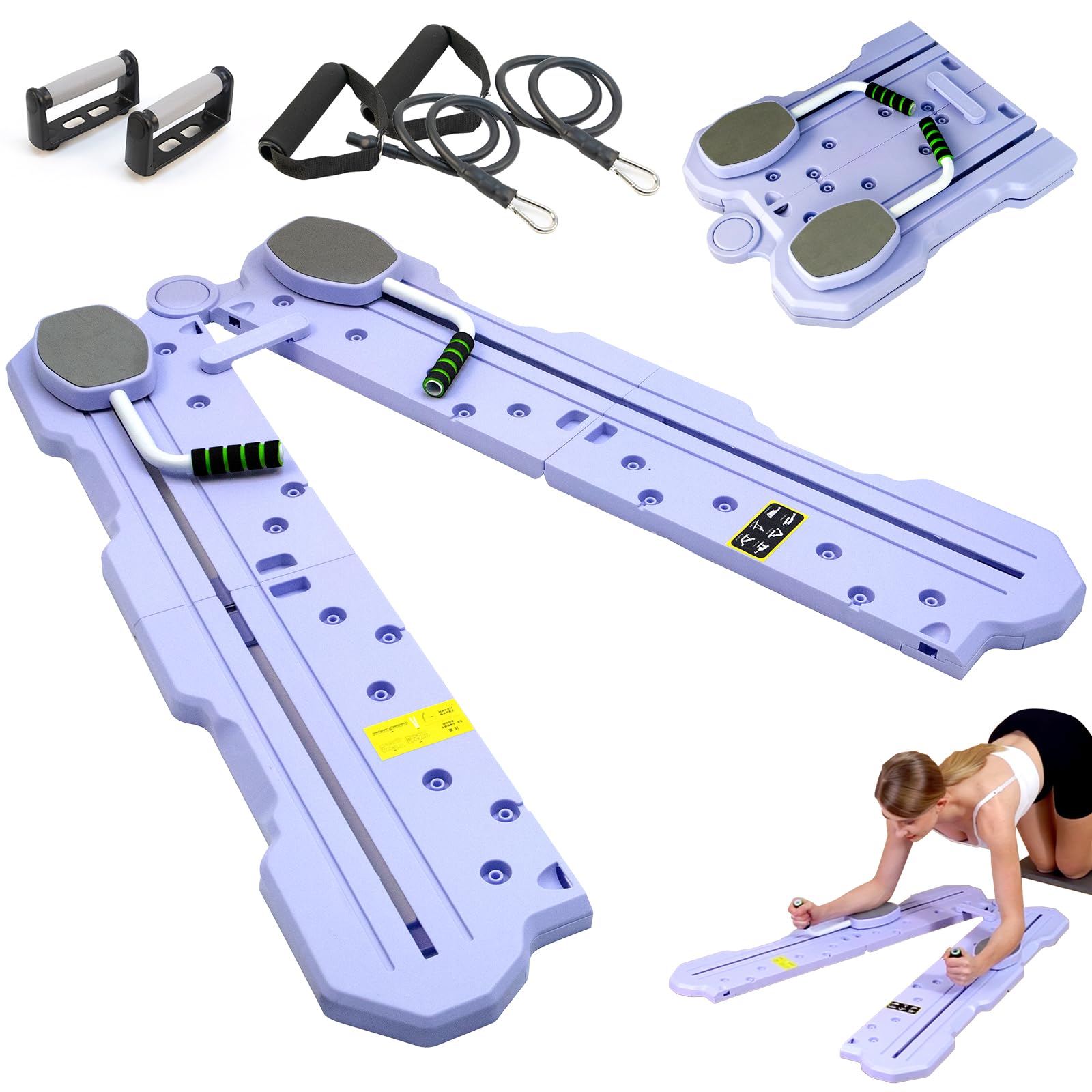 Planche Pilate, Pilates Board, Planche Multifonction pour Abdominaux, Planche de Pilates Pliable, Planche d'Exercices pour Abdominaux avec Rebond Automatique