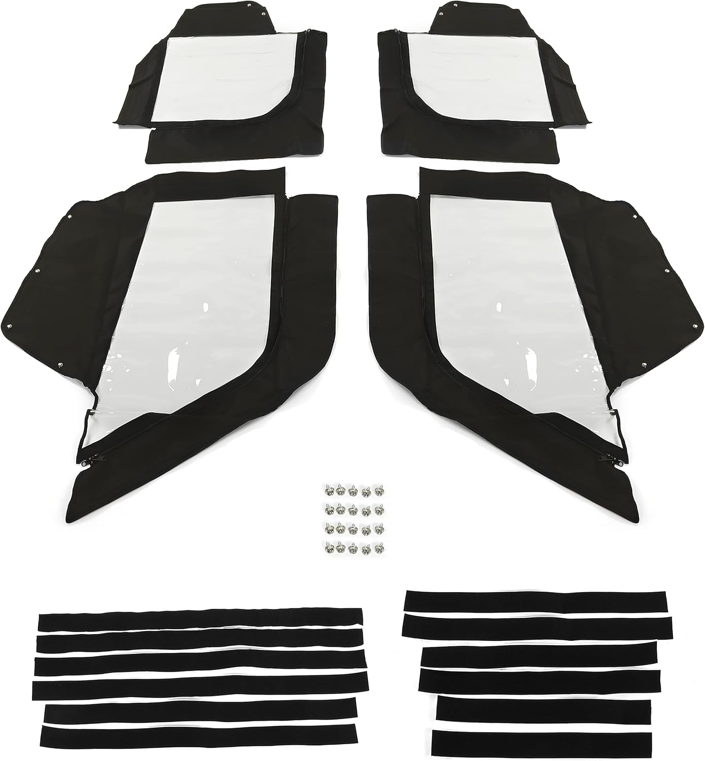 ALMULOO Soft Upper Door Compatible with 2017-2022 Can-Am Defender Max-4 Models Top Enclosure Rollable Window Door Cab Doors Side by Side