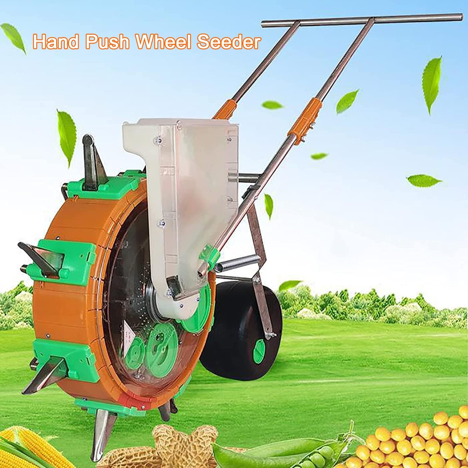 Adjustable Garden Seeder Sower with 8 Seed Trays, Lawn & Garden Spreaders, Walk-Behind Row Crop Planter, Manual Peanut Planter, No Damage to Seeds,8 Mouths