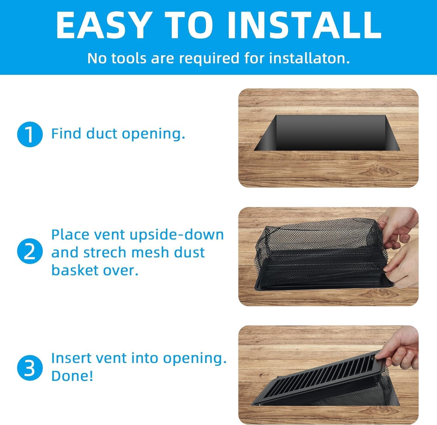 2x12 Floor Register, Heavy Duty Walkable Vent Covers for Home Floor, Sidewall Office or Ceiling Vent, Adjustable Premium Finish Steel Floor Vent Cover, Black 1 Pack