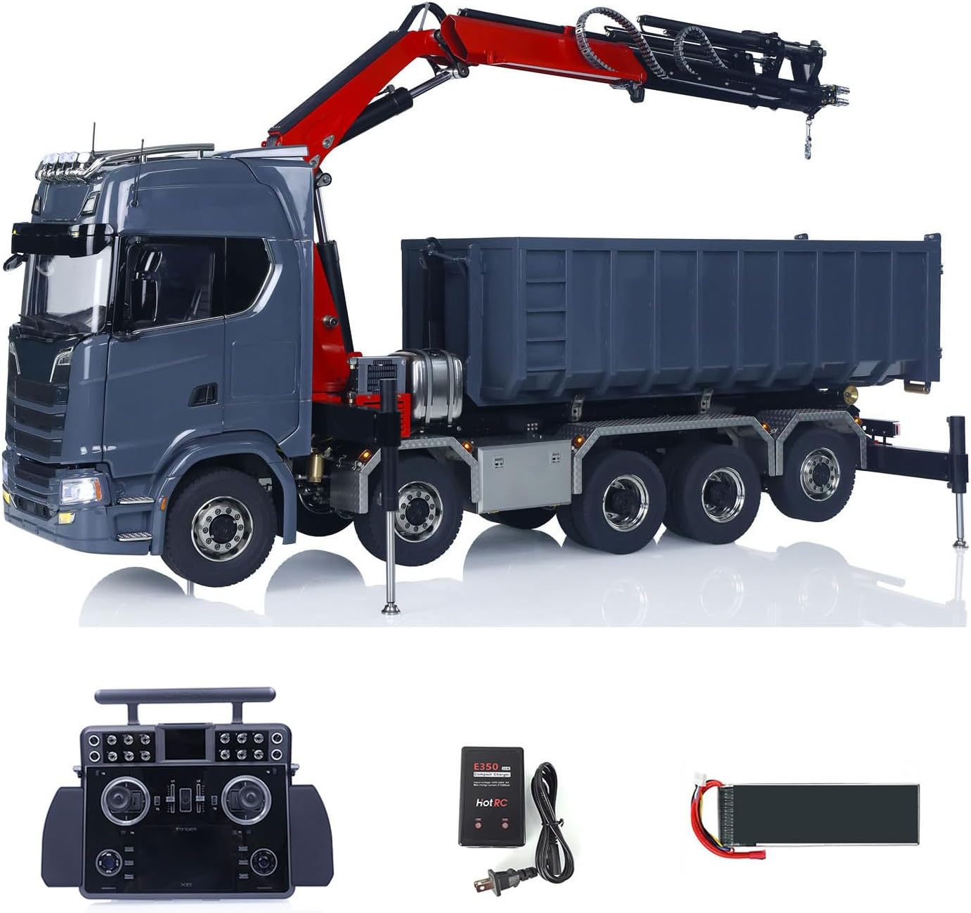 TOUCAN RC HOBBY 1/14 RC Hydraulic Full Dump Truck Crane 770S Metal 10x10 Remote Control Roll on Off Tipper 3Speed RTR Model Car Frsky XE Radio