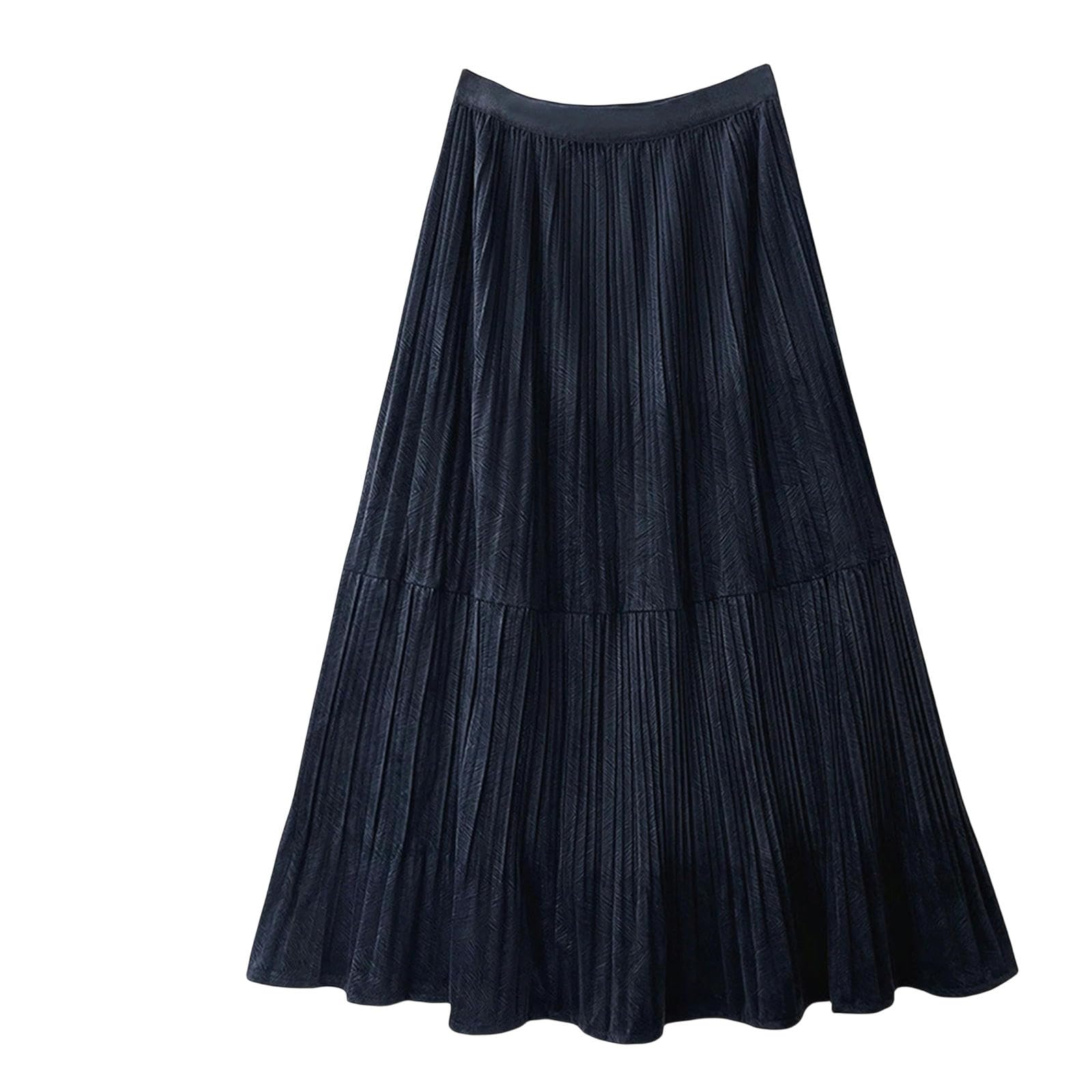 Strickrock Damen Halblanger Rock Für Frauen Mit Schlankheitseffekt, A-Linie Großer Swing Rock, Herbst Und Winter Hohe Taille Faltenrock-Aprikose-one Size Fits All (45kg-70kg)