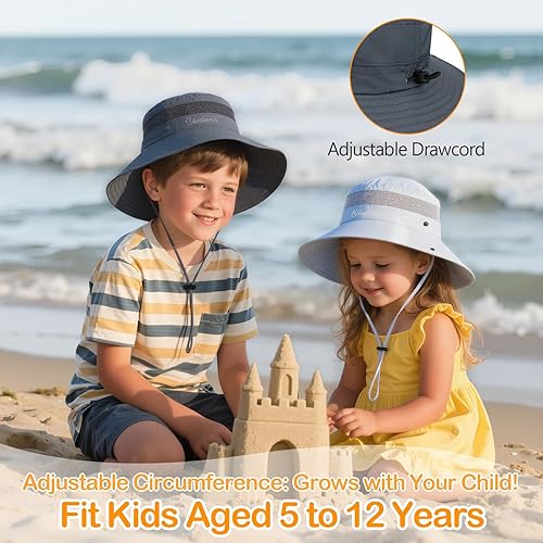 Vista 14 de Kids Sun hat for Girls Boys Outdoor Breathable Sun Protection UPF 50+ Cap Wide Brim Summer Beach Bucket hat