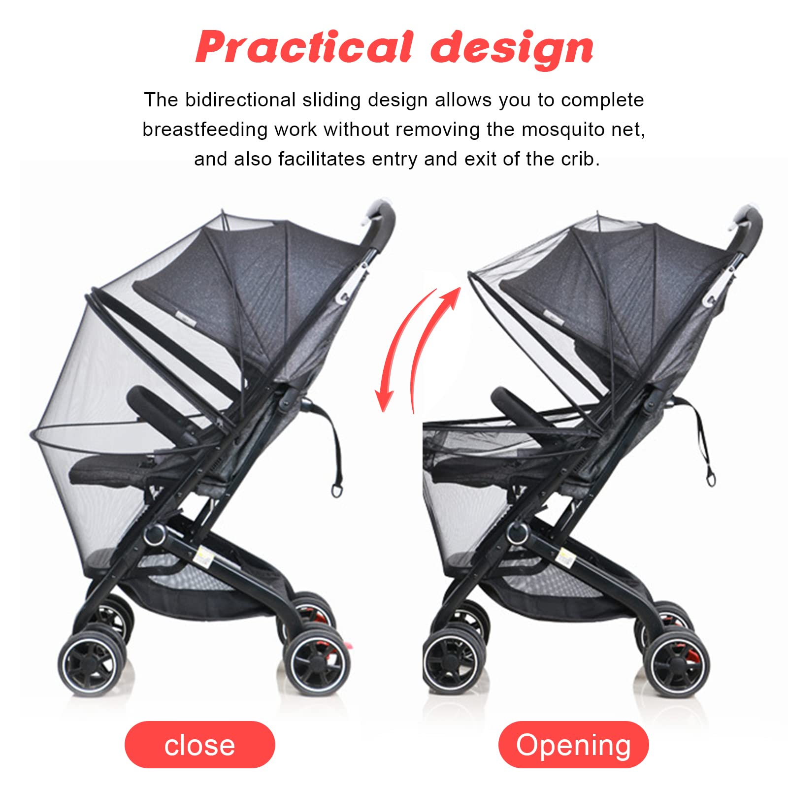 Mosquitera Carrito Bebe Universal,Mosquitera Universal Cochecito Antimosquitos para Bebe,Cremallera Mosquitera Cochecito, para Capazo,Silla de Paseo,Cuna de Viaje,con Bolsa
