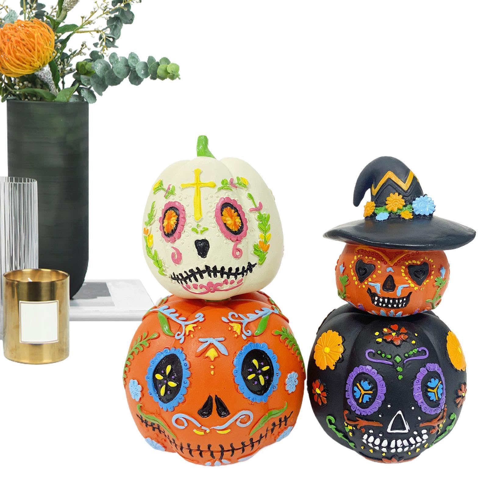 Halloweenowe Dynie Ułożone w Stos Magnetyczna Składana Rzeźba 4 Części
